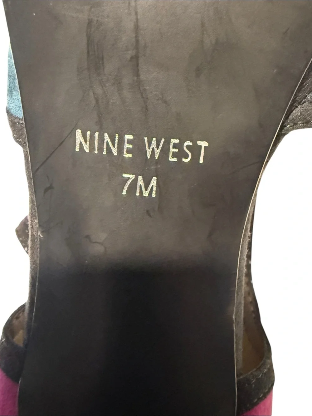 Nine West Heels Women's 7 Colorblock Black Purple Green